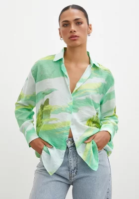 Hawaii Print Modal Shirt Green