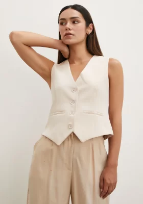 Beige Buttoned Vest