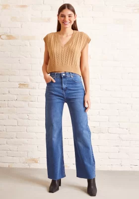 Crop Leg High Waist Jeans Blue