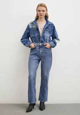 High Waist Flared Jeans Blue