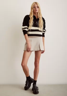 Slit Tweed Shorts Skirt Mink