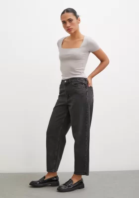 High Waisted Mom Jeans Black