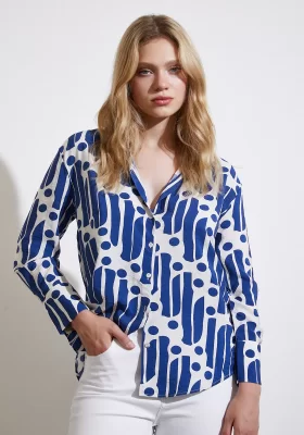 Modern Pattern Modal Shirt Blue