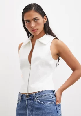 Zippered Vest White