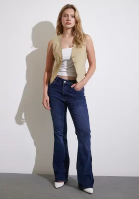 High Waist Flare Jeans Dark Navy