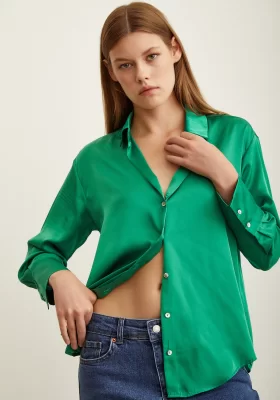 Basic Saten Shirt Green