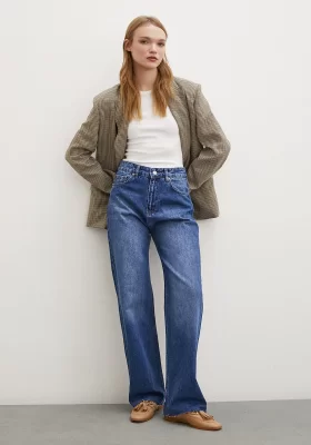 Denim mit hoher Taille und weitem Beinschnitt in Blau