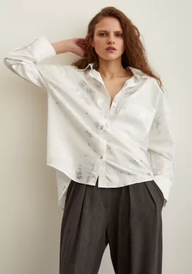 Metallic Poplin Shirt White