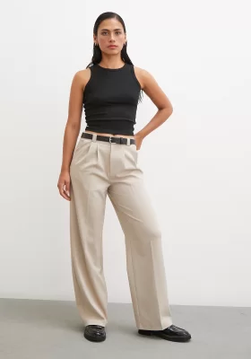 Belted Lining Trousers Mink