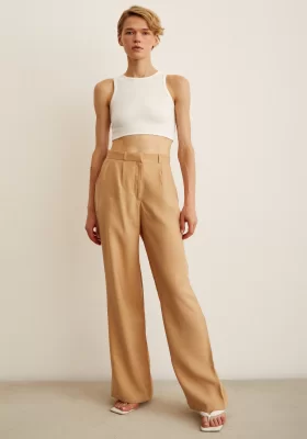 High Waist Wide Leg Pants Camel