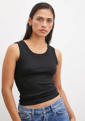 Wide Strap Tank Top Black