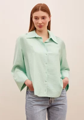 Sofia Satin Shirt Green