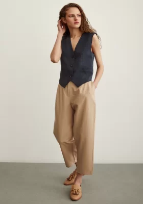 Front Pleated Pants Beige