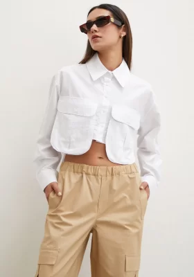 Bellows Pocket Short Shirt White