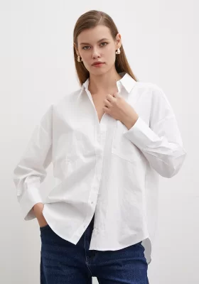 Leafy Poplin Shirt White