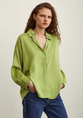 Viscose Satin Shirt Green