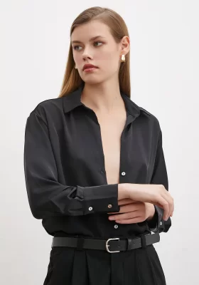 Classic Satin Shirt Black