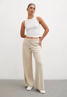 Elastic Waist Pants Cream