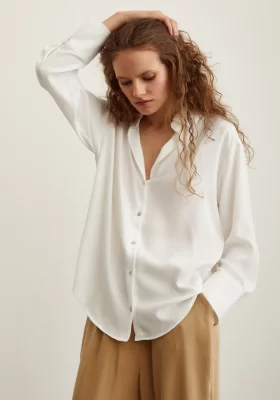 Satin Shirt with Lace Ecru