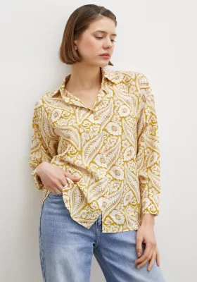 Shawl Pattern Modal Shirt Yellow