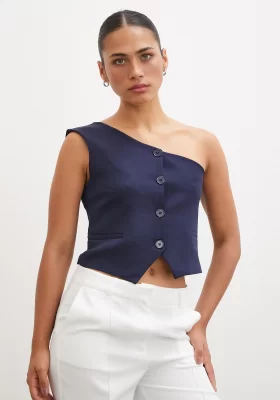 One-Shoulder Vest Navy