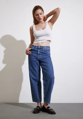 High Waist Mom Jeans Blau