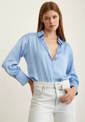 Basic Saten Shirt Light Blue