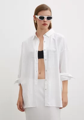 Oversized Linen Shirt White