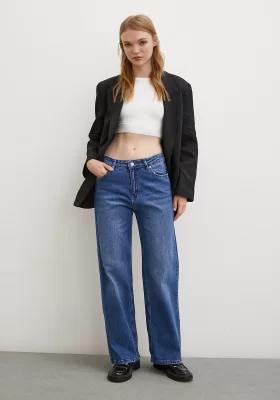 Yüksel Bel Wide Leg Jeans Blue