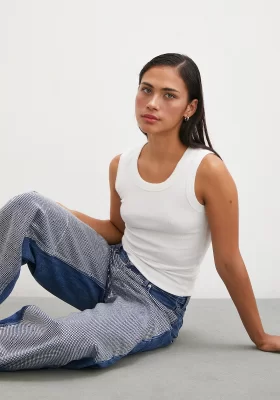 Wide Strap Tank Top White