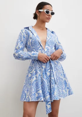 Godeli Patterned Dress Blue