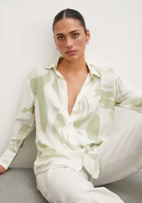 V Neck Modal Shirt Green