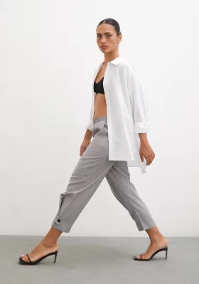 Elastic Baggy Pants Gray