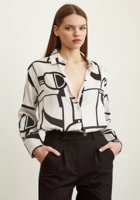 Striped Satin Shirt Bone