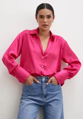 Basic Saten Shirt Fuchsia