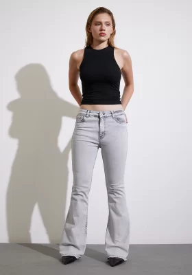 High Waisted Spanish Flare Jeans Gray