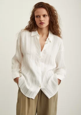 Textured Striped Shirt White