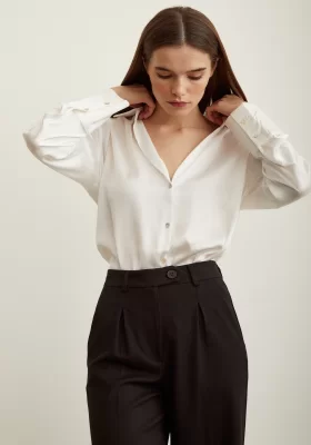 Basic Saten Shirt Off White