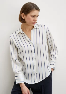 Fine Striped Chiffon Blouse Ecru