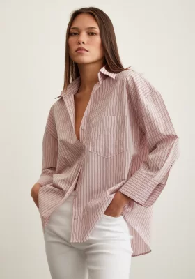 Oversized Striped Shirt Pink