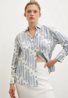 Modern Pattern Modal Shirt Indigo