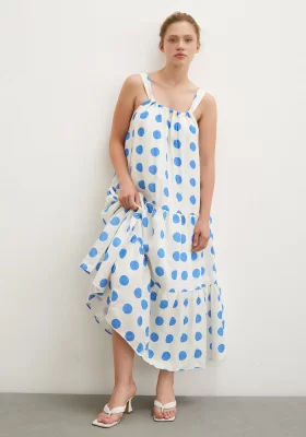 Sleeveless Polka Dot Dress in White