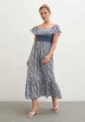 Belt Strapped Maxi Dress Blue