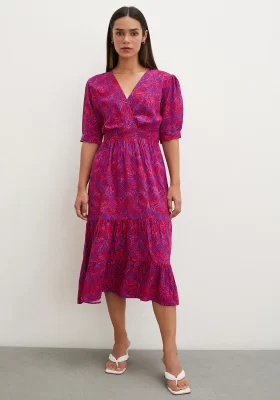 Kurzblazer, Wickelviskose-Kleid Fuchsia