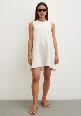 Zero Sleeve Mini Dress Beige