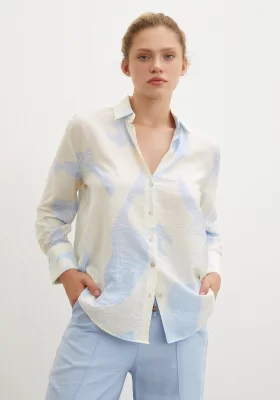 V Neck Modal Shirt Blue