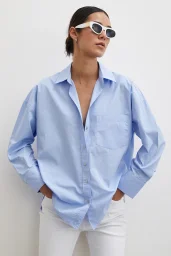Single Pocket Oversized Shirt Blue