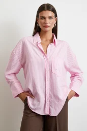 Çizgili Oversize Gömlek Pembe
