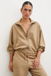 Zippered Sweatshirt Camel