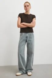 Yüksek Bel Relaxed Fit Jean Mavi